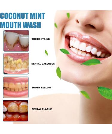 Coconut Mint Mouthwash Teeth Whitening Mouthwash Fresh Breath Tongue Scraper Mouthwash Set for Healthier Teeth and Gums - Buy Online on GoSupps.com