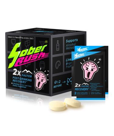 SOBER RUSH Anytime You take for Morning Support. Morning Recovery Party Smart Support Liver Health Rave Essentials NADH Patented Formula (6 Servings/Box)