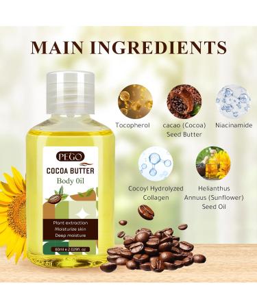 PEGO Cocoa Butter Body Oil Deep Hydrating Improving Skin Restores Skin Barrier Reducing Wrinkles Massage Oil and Moisturizing Oil for Dry Skin (2Pack) 2.03 Fl Oz (Pack of 2) - Buy Online on GoSupps.com