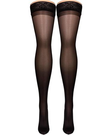 Truform Sheer Compression Stockings 15-20 mmHg - Women's Thigh High 20 Denier Black X-Large (Pack of 2) - International Shipping Available - Buy Online on GoSupps.com