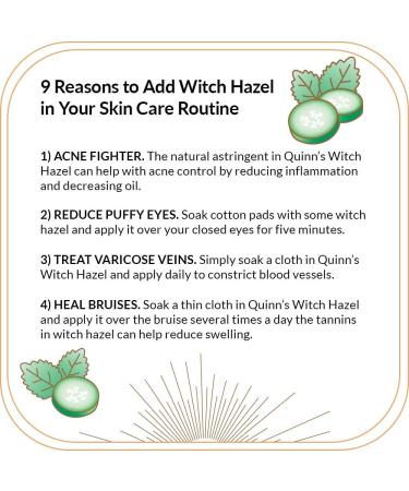 Quinn's Alcohol Free Witch Hazel with Aloe Vera 16oz - Cucumber & Mint Refreshing Skin Toner - Buy Online on GoSupps.com