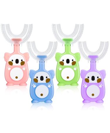 FRIUSATE 4 Pcs Silicone U Shaped Toothbrush Kids Toothbrushes Cartoon 360 Kids U-Shaped Toothbrush Food Grade for Kids Baby (2-6years)