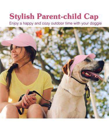 Buy Pawaboo Pet Baseball Cap | 2-Piece Parent-Child Dog Hats | Adjustable Sun Protection with Ear Holes | Large Pink Family Outdoor Caps - Buy Online on GoSupps.com