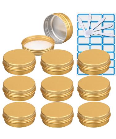 Zeoabsy 10 pieces 30ml gold aluminum empty jar round aluminum doses with screw lid cream box screw socket aludose tins for cosmetics candle ointments 5x spatula 1x etiquette gold 30ml