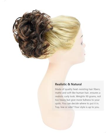 Yamel Chignon Hairpiece Curly Bun Scrunchie 4T30# Darkest Brown to Light Auburn - Updo Combs Synthetic Extensions for Women - Buy Online on GoSupps.com
