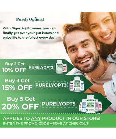 PURELY OPTIMAL Premium Digestive Enzymes with Prebiotics & Probiotics - 180 Capsules for Gut Health - Buy Online on GoSupps.com