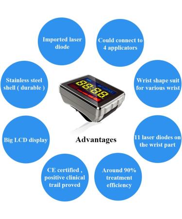 COZING Laser Wrist Watch 650nm Low Level Laser Therapy Device Treatment Mouth/Tongue Skin Ulcer Reduce The High Cholesterol High Blood Fat High Blood Sugar - Buy Online on GoSupps.com