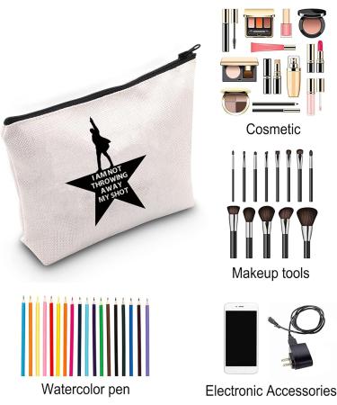 BAUNA Hamilton Broadway Makeup Bag - I Am Not Throwing Away My Shot Music Gift for Her | Unique eCommerce Finds - Buy Online on GoSupps.com