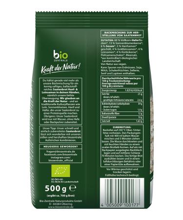 Biocentral Organic Baking Mix Seed Bread - Hemp & Linseed 500g | Easy Flour & Yeast-Free High Protein Filler | Fast International Shipping - Buy Online on GoSupps.com