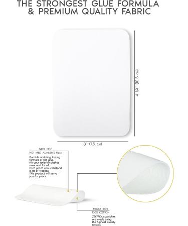 ZEFFFKA Premium Quality Fabric Iron-on Patches - 12 Piece Black and White Repair Kit - 100% Cotton - Size 3 x 4-1/4 - Strong Glue - Indoor and Outdoor Use - Buy Online on GoSupps.com