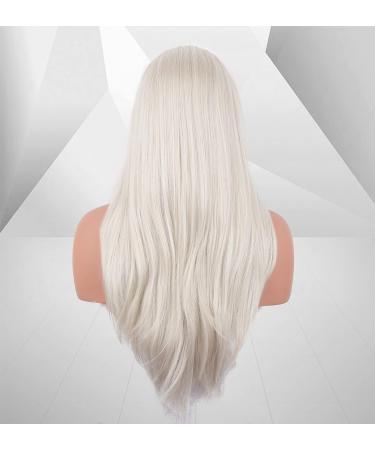 Vebonny White Blond 613 Lace Front Wig for Women | Realistic Synthetic Hair | 22 Platinum Blonde Middle Parting Wig | Glue-Free Hair Replacement #035-NEW - Buy Online on GoSupps.com