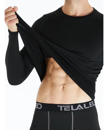 Men's Long Sleeve Compression Shirts 4 Pack - Athletic Base Layer for Cold Weather Workout - Black, Large - Buy Online on GoSupps.com