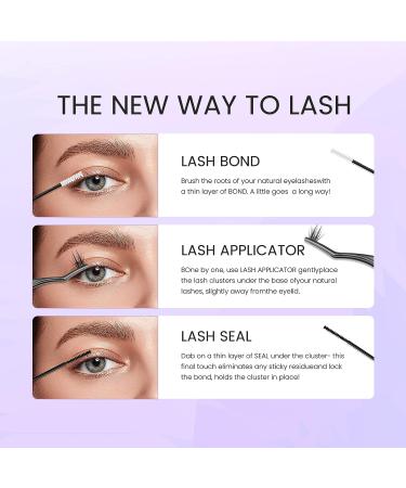GAQQI DIY Eyelash Extension Kit - 120 Lash Clusters with Bond & Seal, Applicator Tool & Brush for At-Home Lash Extensions (Passion) - Buy Online on GoSupps.com