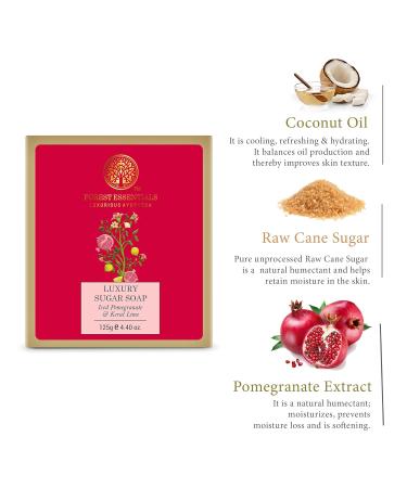 Buy Forest Essentials Luxury Sugar Soap Iced Pomegranate & Kerala Lime - 125g | International Shipping Available - Buy Online on GoSupps.com