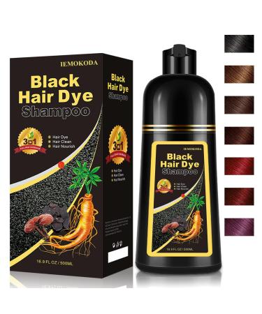 Instant Black Hair Dye Shampoo 3 in 1 100% Gray Coverage in 15 Minutes Plant Based Hair Color Kit for Women & Men Natural Hair Dye Simpler Hair Color Shampoo with Conditioner Shampoo Para Canas