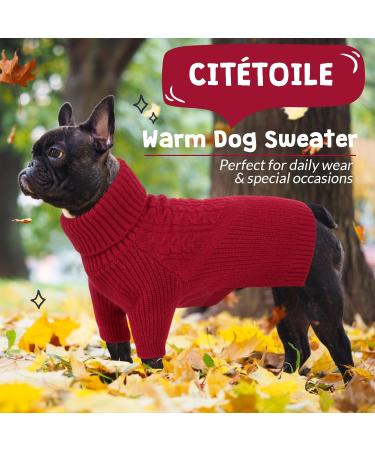 Classic Knitted Dog Sweater with Turtleneck | Cit toile Soft & Warm Cold Weather Vests for Small & Medium Dogs - XS X-Small Red - Buy Online on GoSupps.com