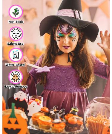 Fantastory Ultimate 158pcs Face Paint Kit for Halloween - 20 Colors, Glitters, Stencils, Hair Chalks, Tatto Stickers, Brushes & Guide - Professional Body & Face Painting Set - Buy Online on GoSupps.com