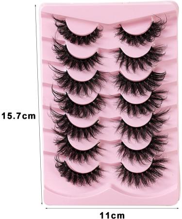 YOXIER Natural Look False Eyelashes Curling 7 Pairs/set 3d Wispy Curly Fluffy Messy Faux Mink Hair Reusable Women Fake Lashes Party Makeup Black - Buy Online on GoSupps.com