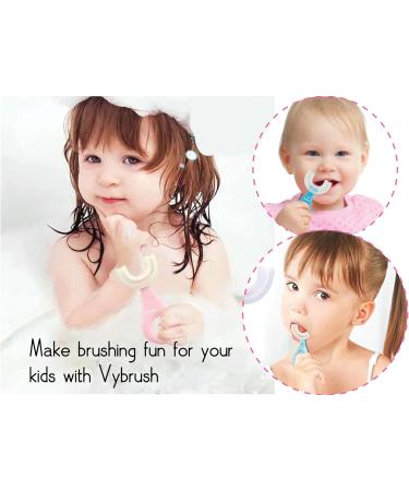 Vybrush U Shaped Kids Toothbrush with Silicone Head - 360 Food Grade, Shampoo Toddler Brush - Pink & Blue Heart Styles - Gift Pack | Ages 2-6 - Buy Online on GoSupps.com