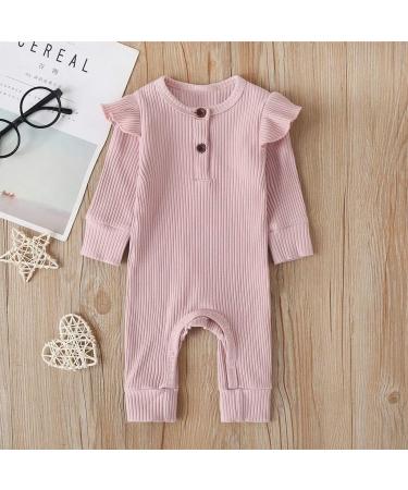 LZH Newborn Romper Bodysuit Pink | Long Sleeve Outfit 12-18 Months - Buy Online on GoSupps.com