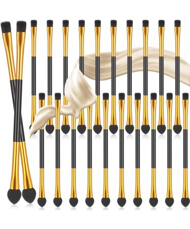 Tenare 24 Pcs Dual End Eyeshadow Smudge Brush 2 in 1 Eyeshadow Brush Sponge Blending Concealer Brush Soft Eyeshadow Applicators Double Sided Makeup Brushes Cosmetic Tool for Women Lady Black