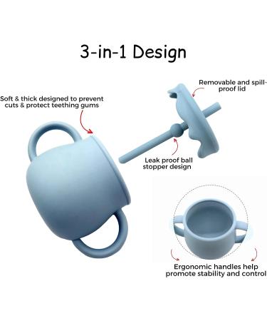 Skylarq Silicone Sippy Cup for Baby 6 Months+ | 8.5oz Spill-Proof, BPA-Free Sippy Cup with Straw | 6oz Open Kids Cup | Toddler Cup in Olive Green - Buy Online on GoSupps.com