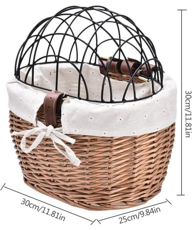 Cat Basket | Wicker Basket For Small Dog Cat Pet Carrier | Front Basket With Wire Mesh Cover | Detachable Pet Carrier | Pet Carrier Front Basket For Dog Puppy Cats - Buy Online on GoSupps.com