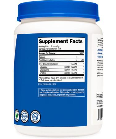 Nutricost BCAA Powder 2:1:1 - 150 Servings (Unflavored) | High Quality Supplements - Buy Online on GoSupps.com