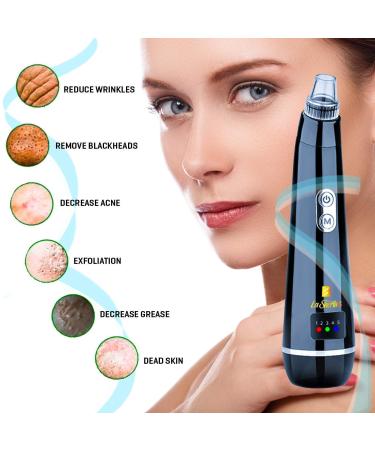 La Sherlins Blackhead Remover Pore Vacuum - USB Rechargeable Blackhead Suction Device with 5 Probes for Facial Cleaning (White & Black) - Buy Online on GoSupps.com