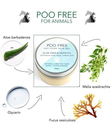 POO FREE 99% Natural SOOTHING Aloe Vera Gel for Cats - with NEEM - 100g Refreshes Moisturizes Soothes Relieves Itching Eliminates Odors. Beneficial for Dry and Sensitive Skin - Buy Online on GoSupps.com