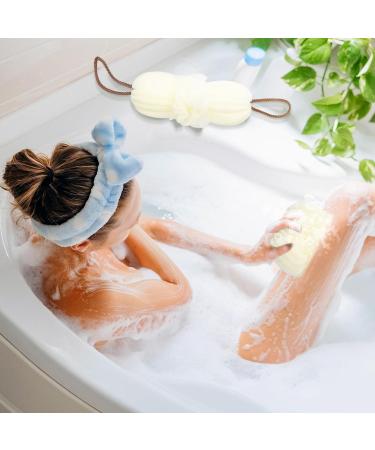 Toplive Bath Shower Loofah Sponge Set - Exfoliating Back Scrubber for Women and Men (White) - Buy Online on GoSupps.com