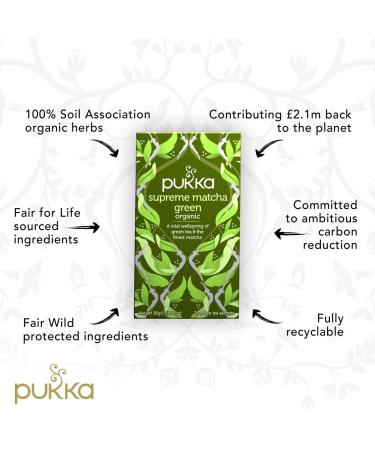 Pukka Supreme Matcha Green Tea - Organic Herbal Blend with Oothu Sencha & Suio Gang - 20 Count (Pack of 3) - Buy Online on GoSupps.com