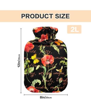 2L Heat Bottle for Pain Relief Poppy Flowers & Summer Butterflies Design Perfect for Headaches & Back Pain Relief International Shipping Available - Buy Online on GoSupps.com