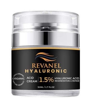100% Organic 1.5% Hyaluronic Acid Cream Hydrating Anti-Aging & Sensitive Skin Moisturizer 50ml / 1.7 fl oz Natural Facial Cream for Deep Hydration Skin Repair and Gentle Nourishment.
