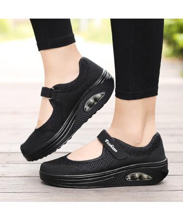 PGOJUNI Women's Orthopedic Walking Sneakers with Arch Support and Air Cushion - Black - Buy Online on GoSupps.com