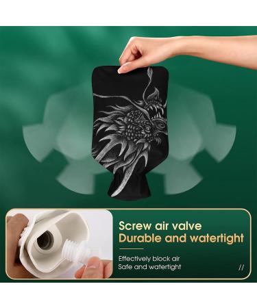Black Dragon Hot Water Bottle with Plush Cover | Hand Warmer for Adults & Kids | 26.5x15.3cm | International Shipping - Buy Online on GoSupps.com
