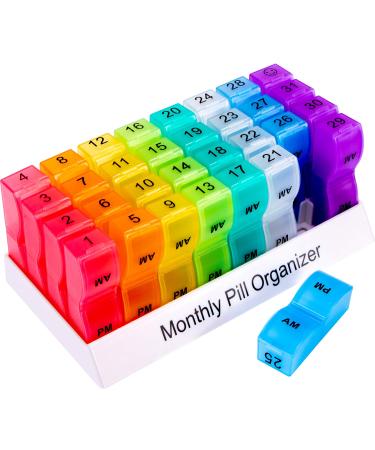 Monthly Pill Organizer, 30 Day Pill Organizer 2 Times a Day, One Month Pill Case AM PM, Travel 4 Week Pill Box, 31 Day Pill Medicine Container Vitamins Holder for Fish Oil, Medications and Supplements 1 Count (Pack of 1) - Buy Online on GoSupps.com