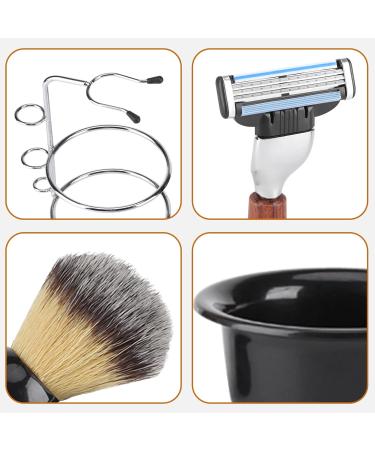 HERCHR 4-Piece Shaving Set | Manual Razor Stainless Steel Stand Brush & Bowl | Premium Men's Grooming Essentials - Buy Online on GoSupps.com