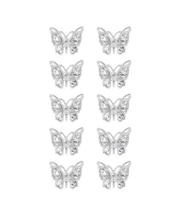 VONNST Nail Decorations 10Pcs Alloy Butterfly Metal Butterfly 3D Gold Silver Charm Jewelry X588