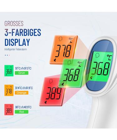 Fieberthermometer Kontaktlos f r Babys Kinder & Erwachsene - Infrarot Thermometer mit Fieberalarm & LCD Anzeige - Sofortige pr zise Messwerte | Wei -Blau - Buy Online on GoSupps.com