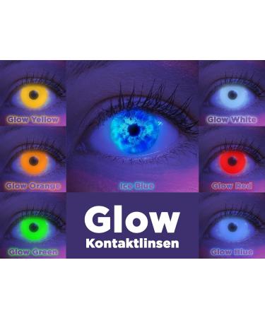 Colored UV Contact Lenses - Pink Black Light Glow Annual Lenses for Halloween Mardi Gras Carnival | Top Quality Neon Color with Containers - Buy Online on GoSupps.com