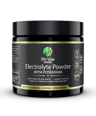 My Vida Origins Electrolyte Powder Enhanced w/ 2000mg of Potassium Citrate | Zero Sugar Sweetened with Monk Fruit | Lemon Flavor - 30 Day Supply Supplement