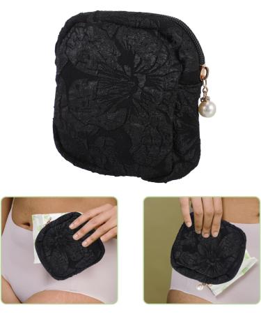 DOITOOL Sanitary Pad Pouch - Portable Menstrual Carrying Bag with Zipper | Nursing Pad Holder & Tampons Pouch | Makeup Bag - Black - Buy Online on GoSupps.com