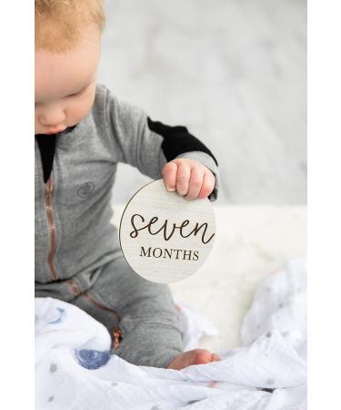 Little Pear Wooden Monthly Milestone Cards  Baby Milestone Photo Props  Wooden Monthly Photo Prop Cards Gray Wood Milestone Discs - Buy Online on GoSupps.com