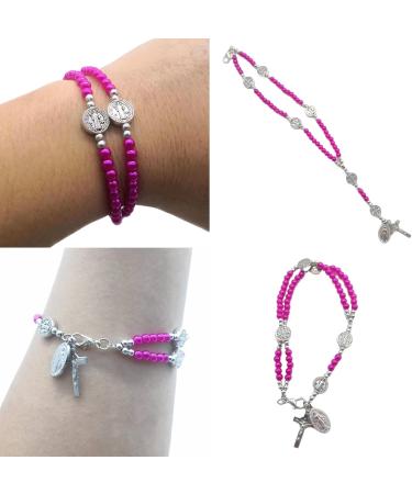 Oralgo Catholic Cross Finger Chain Bracelet - Double-Aged Art Pearls Rosary Wrist Chain for Women & Girls - Imitation Pearls - Buy Online on GoSupps.com