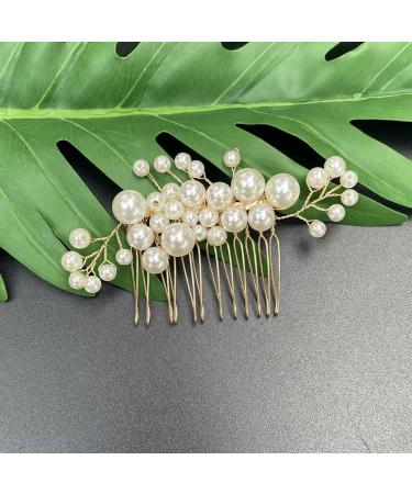 Prosy 5-Piece Bridal Wedding Pearl Hair Comb & Hairpins - Gold Bridal Hair Accessories for Women & Girls - Buy Online on GoSupps.com