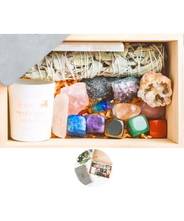 Healing Crystals Set - 17 pc. Chakra Crystals for Beginners, Real Crystals and Healing Stones. Meditation Accessories, Crystals and Stones. Chakra Stones Box, Energy Crystals for Witchcraft As Shown