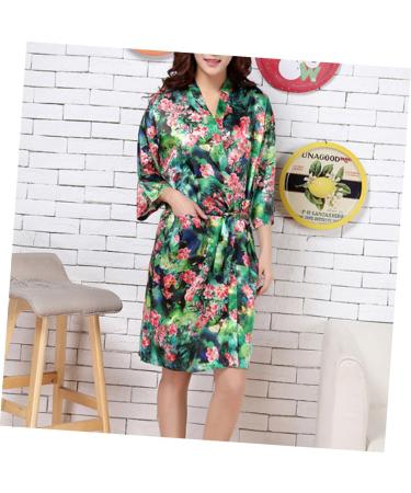 Angoily 1pc Floral Kimono Hair Dressing Gown Salon Client Night Gown Sleepshirt Overalls Girdle Kimono Robe Hair Coloring Cape Safety Gowns Belt for Hip Thrust Waist Belt Apron Spa Flowers - Buy Online on GoSupps.com