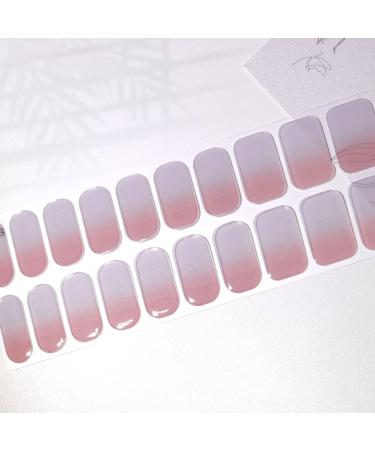 DMQ Semi Cured Nail Wraps Soft Self-Adhesive Gel Nail Stickers Long Lasting Gel Nail Polish Strips French Tip Stickers French Manicure Stickers Set with Nail Art Tools (Light Pink Gradient) - Buy Online on GoSupps.com