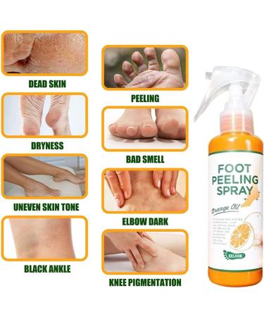 Foot Peeling Spray Orange Oil Foot Peeling Spray That Remove Dead Skin Tea Tree Foot Peeling Spray Remove Dead Skin within Seconds Exfoliator For Cracked Rough Heels Dry Toe Skin&Calluses (Orange) - Buy Online on GoSupps.com